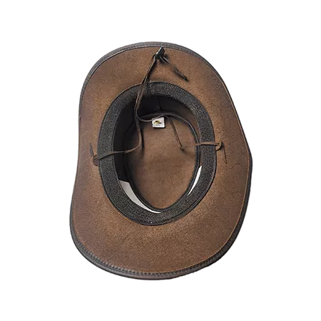Distressed Brown Leather Cowboy Hat