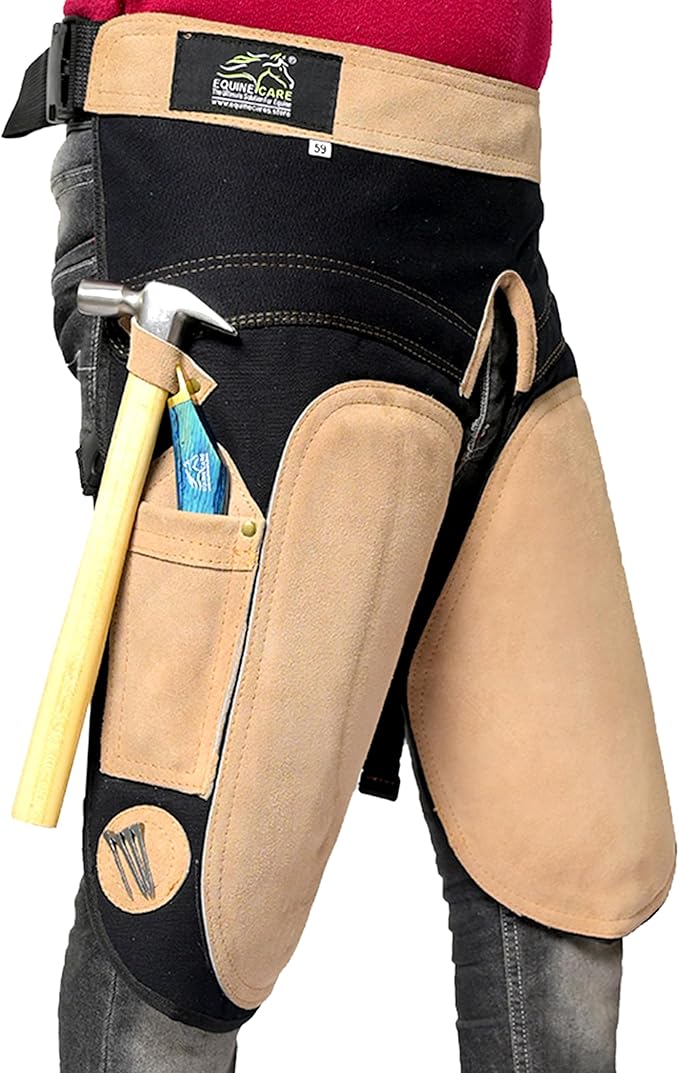 Damen-Hutschmiedechaps aus Leder mit grüner/lila/rosa Paspelierung – 23 Zoll