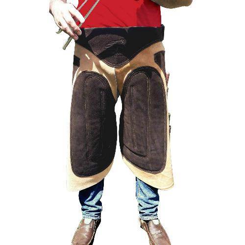 Equine Care 23-29Inch Beige leather farrier apron 4 Knife Pockets & 2 Magnetic Nail Holders