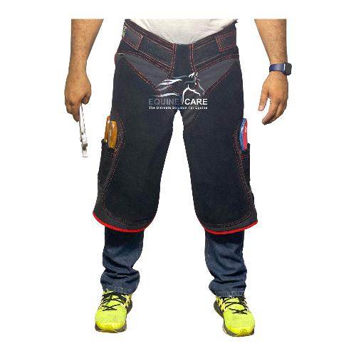 Farrier Chaps with Back Support & 4 Pockets – Red Piping - Equine Care