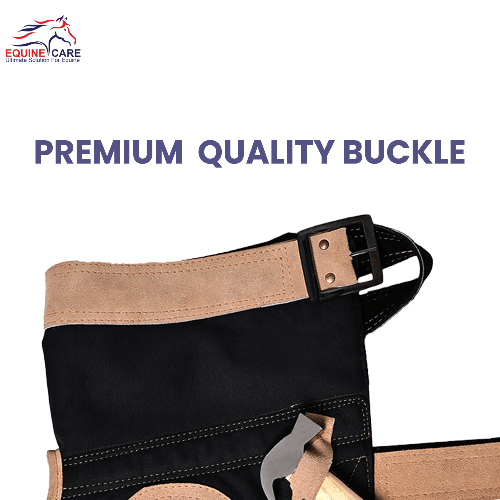 Farrier Chaps with Back Support & Leather Apron, Beige & Black, Adjustable 10