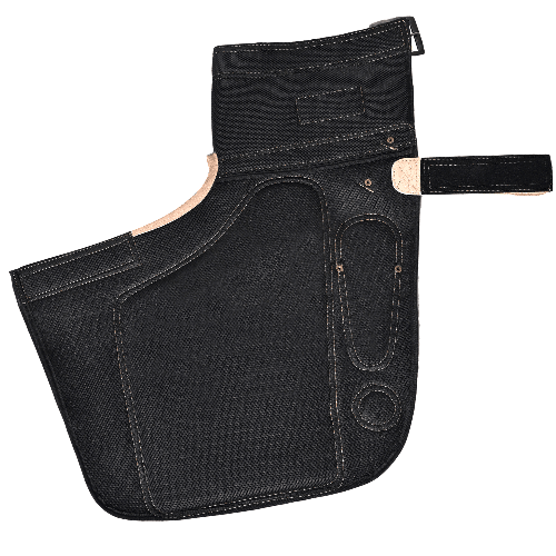 Farrier Chaps with Back Support & Leather Apron, Beige & Black, Adjustable 13