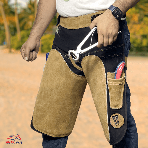 Farrier Chaps with Back Support – Leather & Canvas Apron3