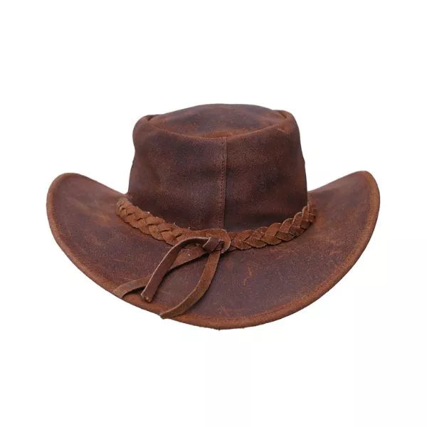 Sombrero de vaquero de cuero genuino - Estilo western, duradero y con protección solar