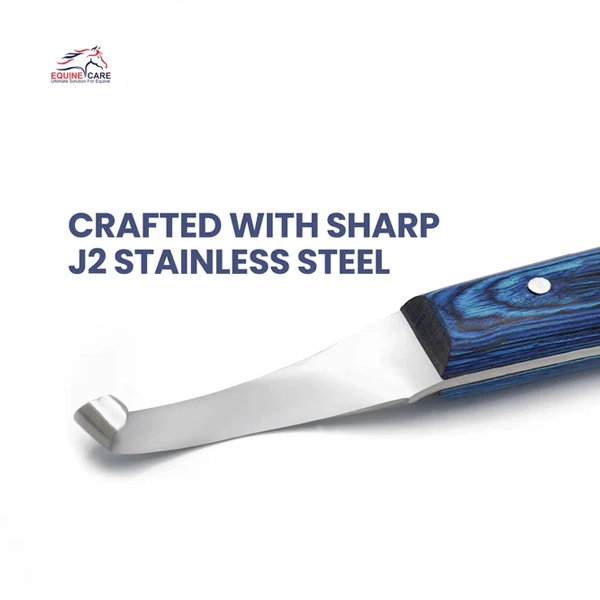 Cuchillo de precisión para cascos de caballos, acero J2, para diestros y zurdos, azul