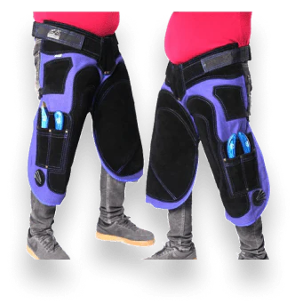 Equine Care 23Inch to 29Inch Azure Armor Suede Leather Farrier Apron - Black with Blue