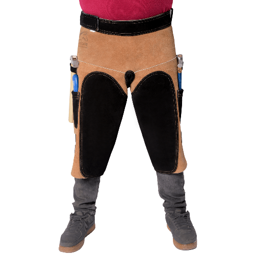 Leather Farrier Apron Chaps | Adjustable Waist, EVA Foam Knee Padding - Equine Care
