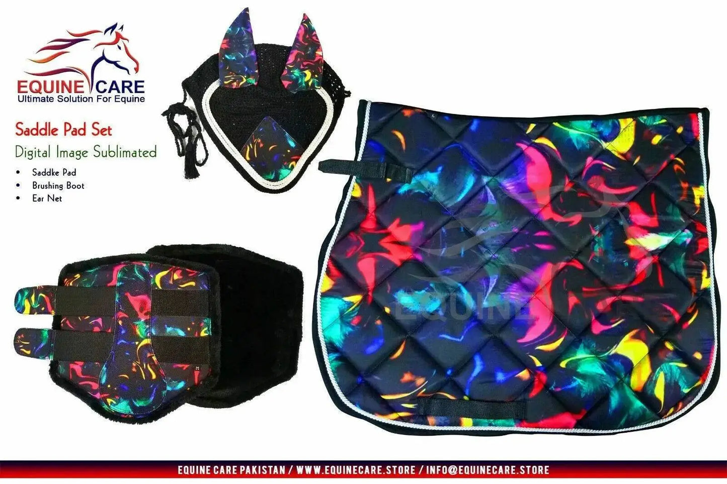 Saddle Pad Ear Bonnet Brushing Boot Set