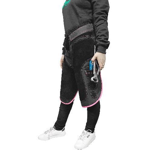 Women's Farrier Chaps Leather with Green/Purple/Pink Piping