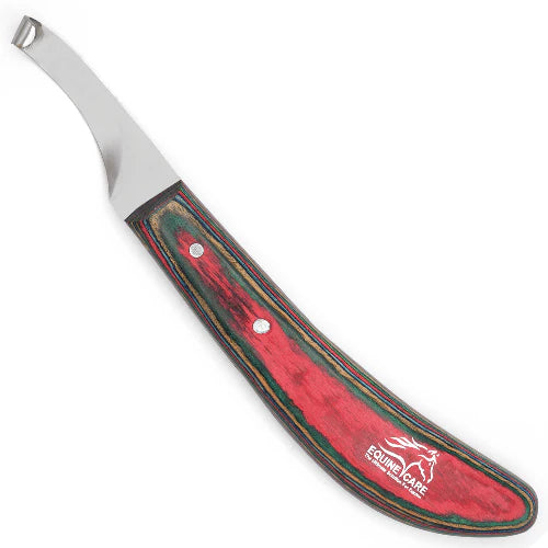 Hufmesser für Hufschmiede von Red Farrier – Hochwertiges Hufschmiedemesser aus Edelstahl mit ergonomischem, mehrfarbigem Griff, durchgehendem Erl für Langlebigkeit und präzisionsgeschliffener, gebogener Klinge (Optionen für Rechts- und Linkshänder)
