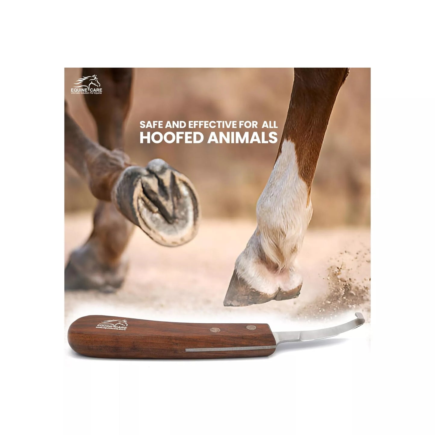 Short Blade Farrier Hoof Knife – Full Tang J2 Steel with Wooden Handle for all hoofed animals
