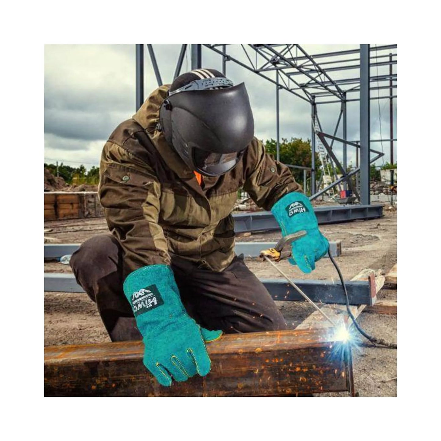Durable Split Cowhide Welding Gloves designed for welding, BBQ, and blacksmithing