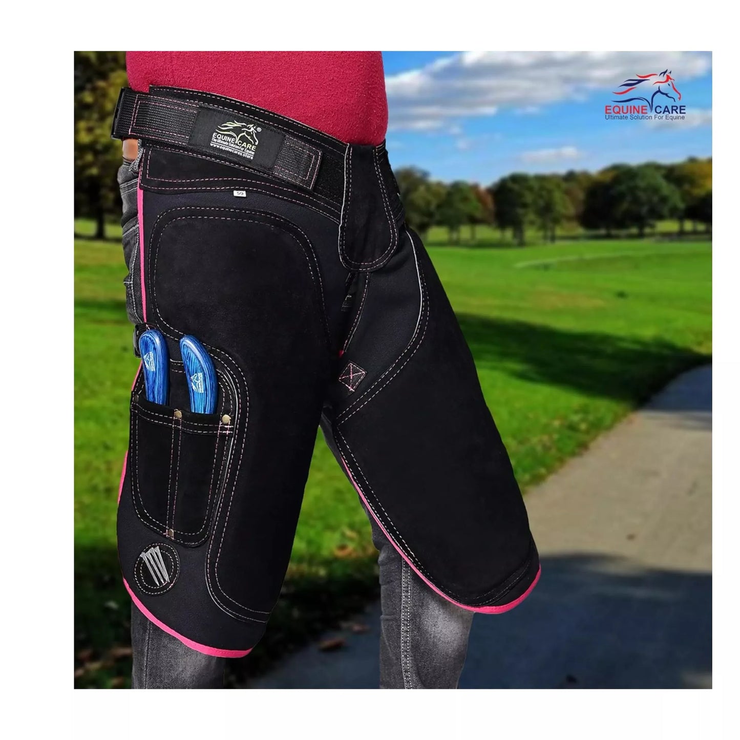 Equine Care Women’s 23″ Leather & Canvas Farrier Apron Chaps with Back Support