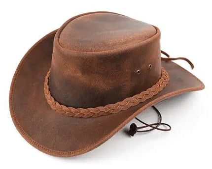 Genuine Leather Cowboy Hat – Western Style, Durable & Sun Protection