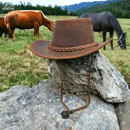 Genuine Leather Cowboy Hat – Western Style, Durable & Sun Protection - Equine Care