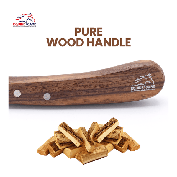 Hufmesser für Hufschmiede mit kurzer Klinge – Hochwertiges Hufpflege-Messer aus J2-Edelstahl mit ergonomischem Holzgriff, durchgehenden Nieten und rostfreier Klinge (Optionen für Rechts- und Linkshänder)