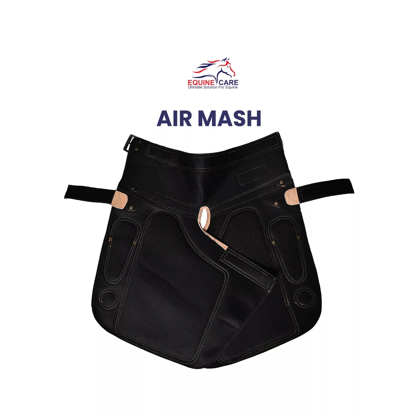 Front view of Femme Farrier Apron 25-inch made with breathable air mesh material, featuring lightweight construction, reinforced panels, and adjustable straps for comfortable professional farrier work