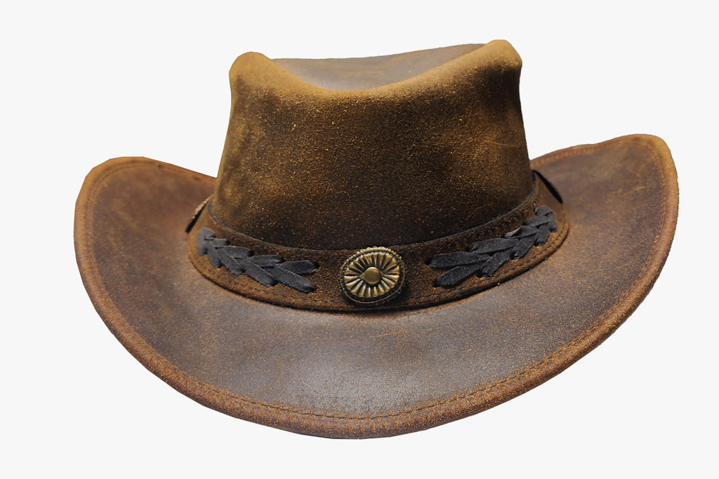 Authentic Australian Western Cowboy Hats in Tan Leather for Men