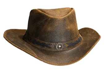 Authentic Australian Western Leather Cowboy Hat – Tan Leather, Men’s Outback Style Vintage Brown