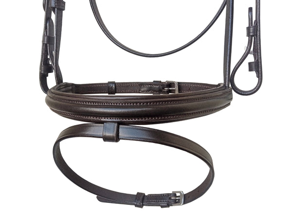 Equine Care English Leather Bridle – Full Size, Crystal Browband & Reins