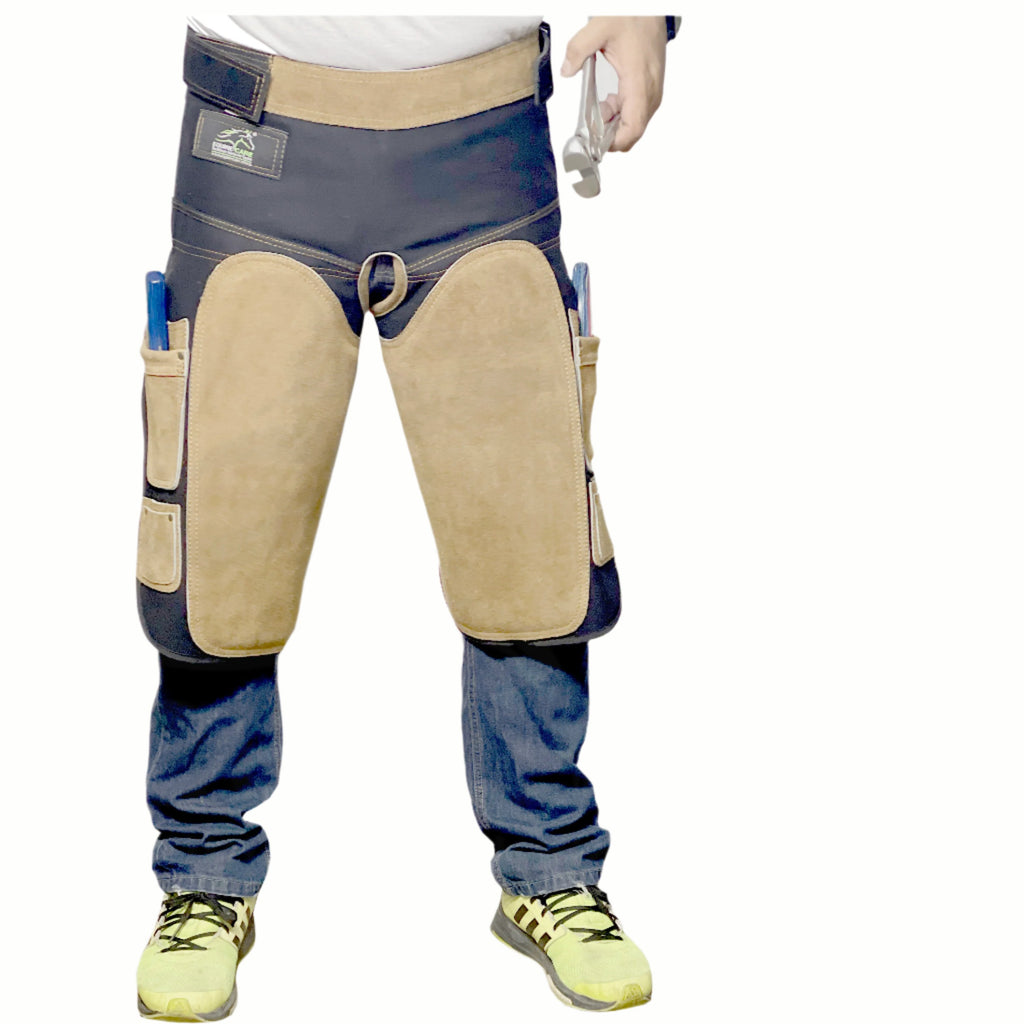 Equine Care Farrier Apron Beige & Black Adjustable Waist 