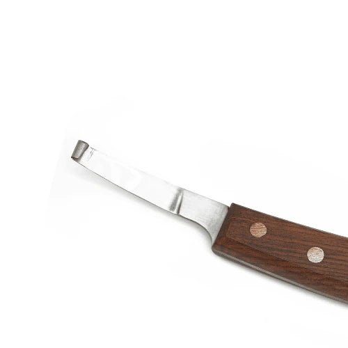 Elite Hoof Knife for Horses – Right & Left, Short Blade, Wooden Handle - Equine Care