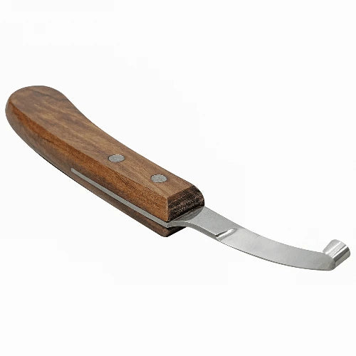Elite Hoof Knife for Horses – Right & Left, Short Blade, Wooden Handle - Equine Care