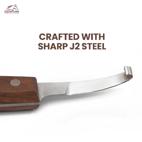 Elite Hoof Knife for Horses – Right & Left, Short Blade, Wooden Handle - Equine Care