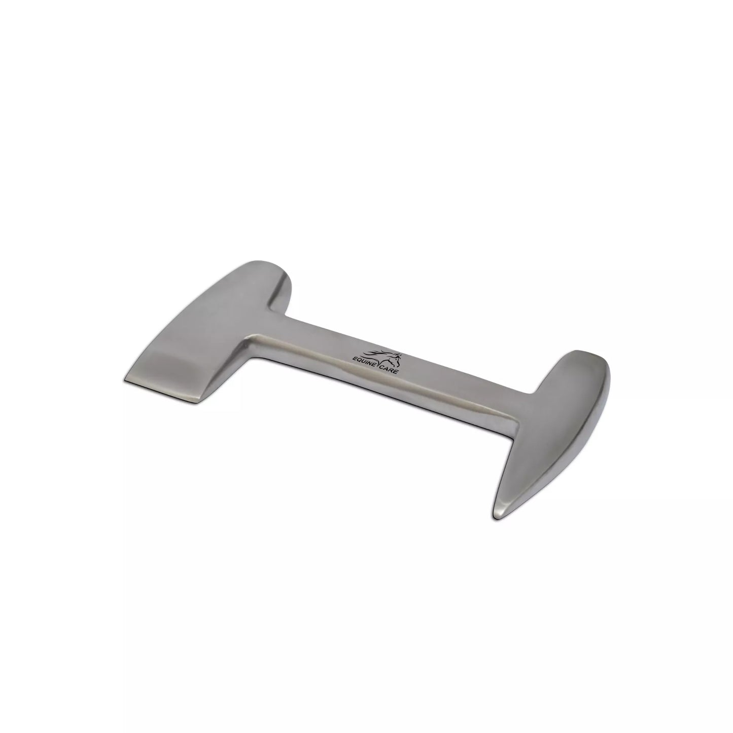 Professional farrier using Equine Care clinch cutter and hoof buffer tool during horseshoe removal