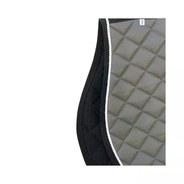 Close-up of Equine Care English saddle pad showing breathable mesh interior and non-slip construction