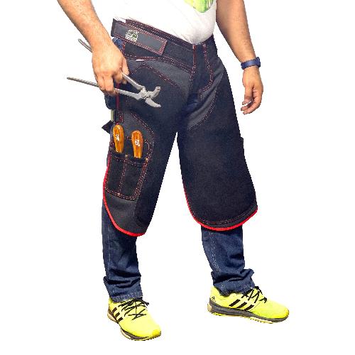 Farrier Chaps with Back Support, 4 Pockets, Leather, Red Piping 3