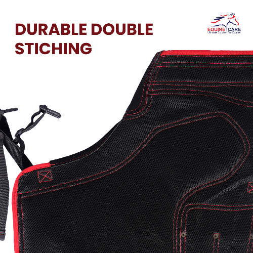 Farrier Chaps with Back Support & 4 Pockets – Red Piping