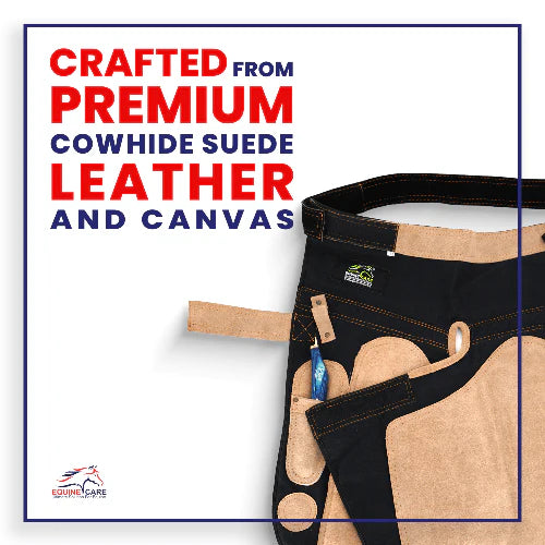 Equine Care 25-Inch Femme Farrier Apron - Beige & Black specification