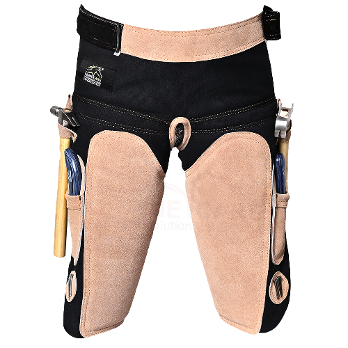 Farrier Chaps with Back Support – Leather & Canvas Apron1