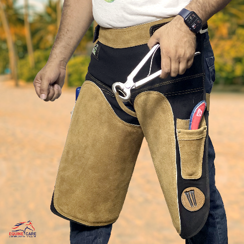 Farrier Chaps with Back Support – Leather & Canvas Apron3