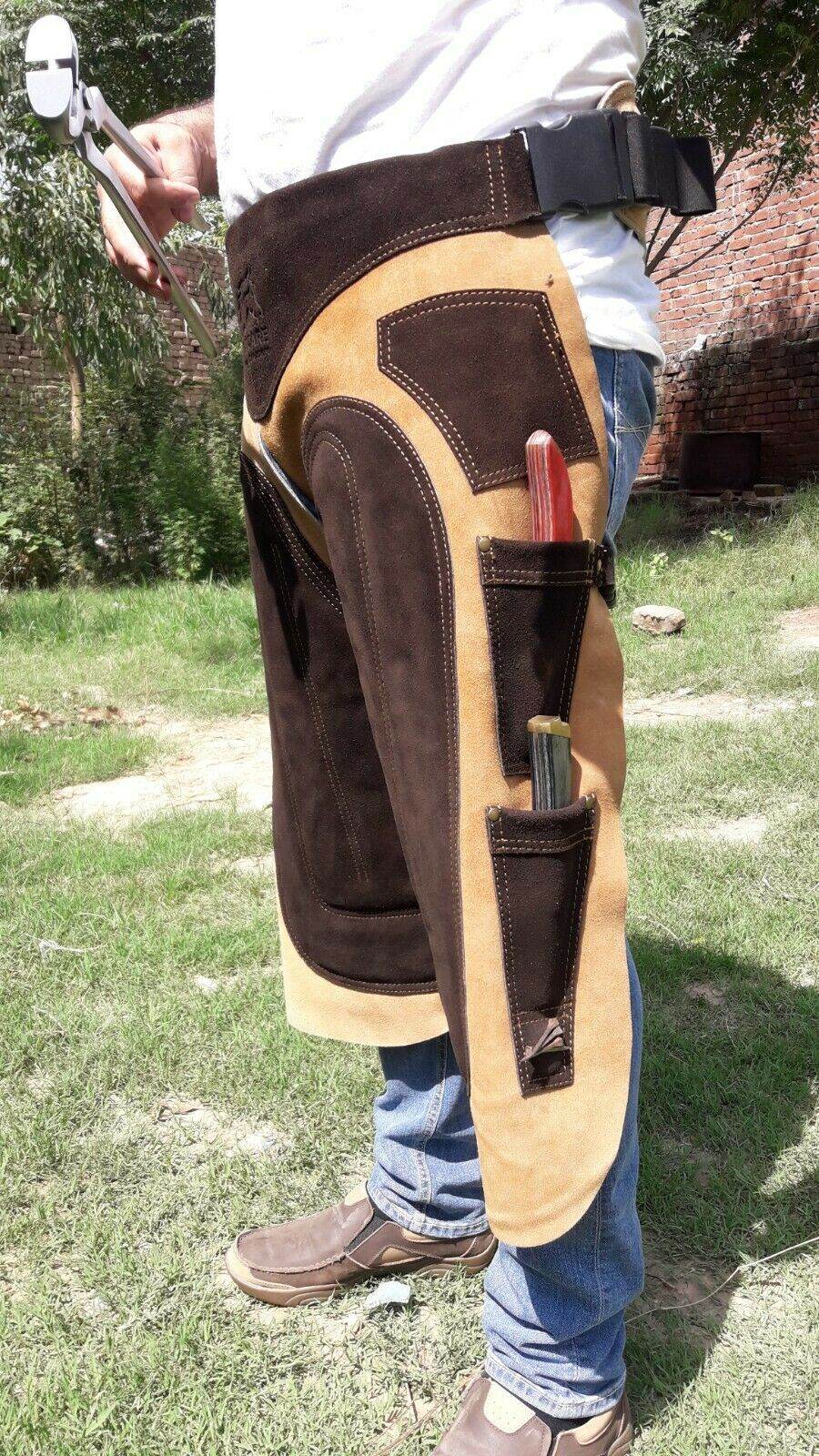 Equine Care Leather Farrier Apron – Back Support, 4 Sizes, 4 Pockets - Equine Care