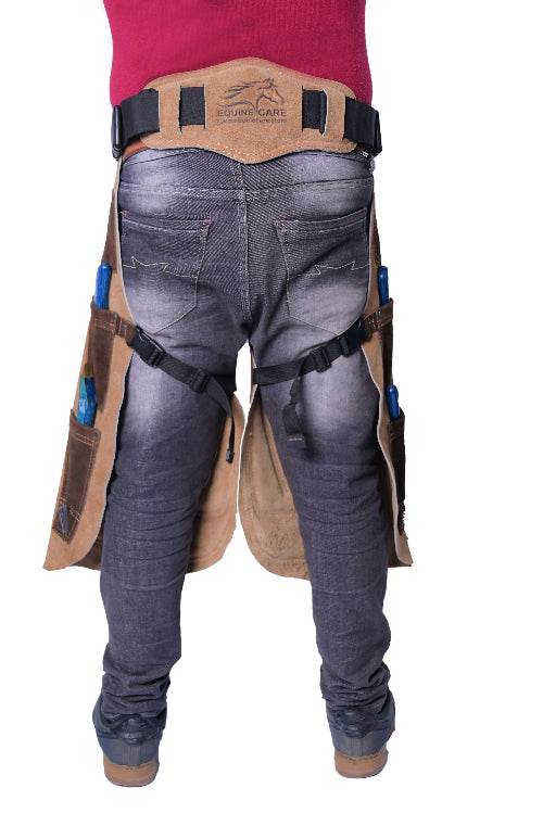 Equine Care Leather Farrier Apron – Back Support, 4 Sizes, 4 Pockets - Equine Care