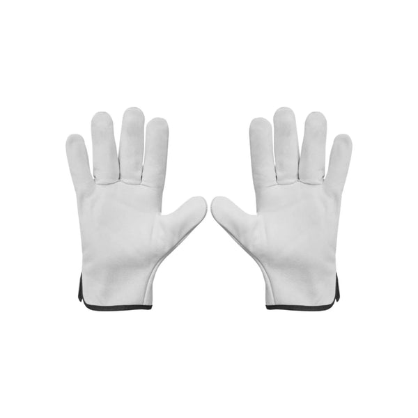 Palm side view of goatskin leather gloves highlighting smooth leather surface and flexible fit
