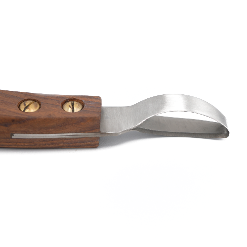 Hoof Knife for Horses – Wood Handle, J2 Stainless Steel, Ergonomic Grip
