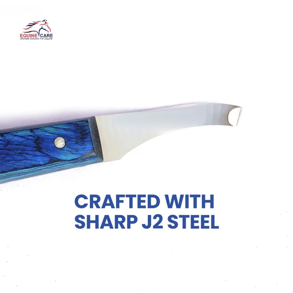 Cuchillo de precisión para cascos de caballos, acero J2, para diestros y zurdos, azul