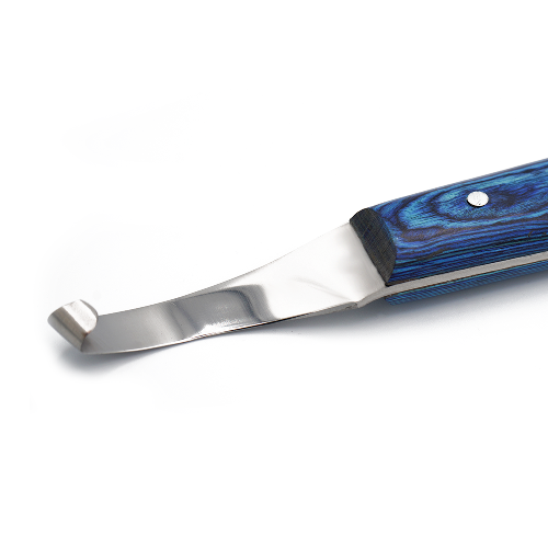 Precision Hoof Knife for Horses, J2 Steel, Right & Left, Blue