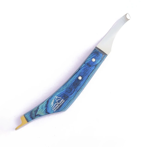 Cuchillo de precisión para cascos de caballos, acero J2, para diestros y zurdos, azul