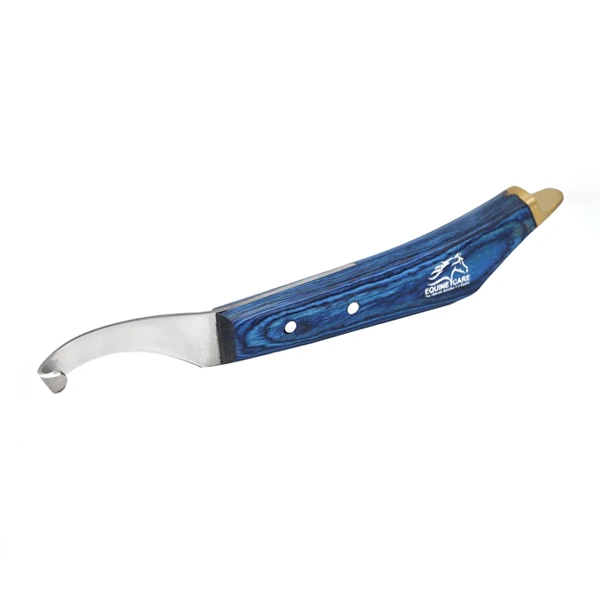 Cuchillo de precisión para cascos de caballos, acero J2, para diestros y zurdos, azul
