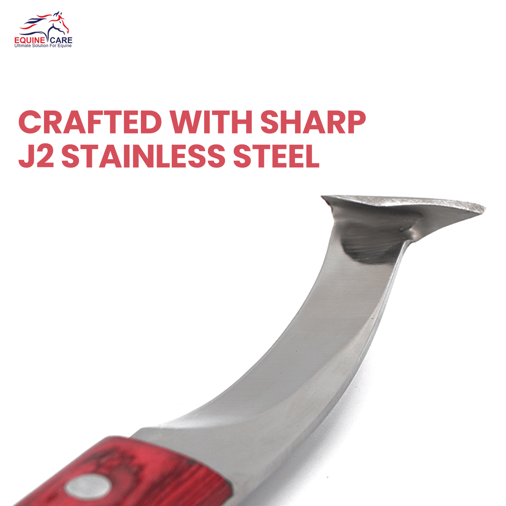 Precision Hoof Knife for Horses – Right & Left, J2 Steel, Brass Topper