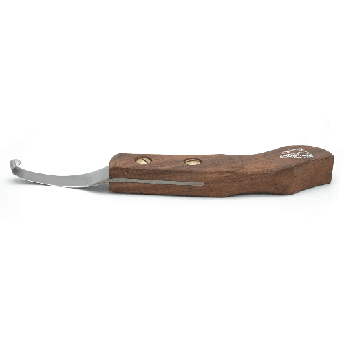 Precision Hoof Knife for Horses – Right & Left, J2 Steel, Wood Handle