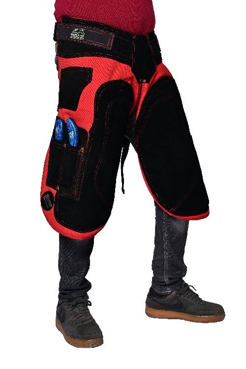 Premium Farrier Apron – Leather, Back Support, Adjustable (Red)