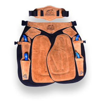 Professional Farrier Apron - Leather, Adjustable, Back Support 28"-52"