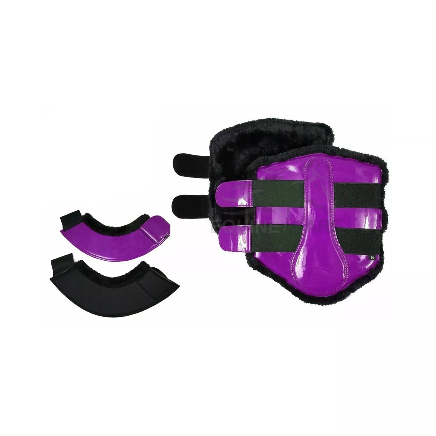 Purple horse tendon and fetlock boots with breathable neoprene lining and anatomical fit for riding protection