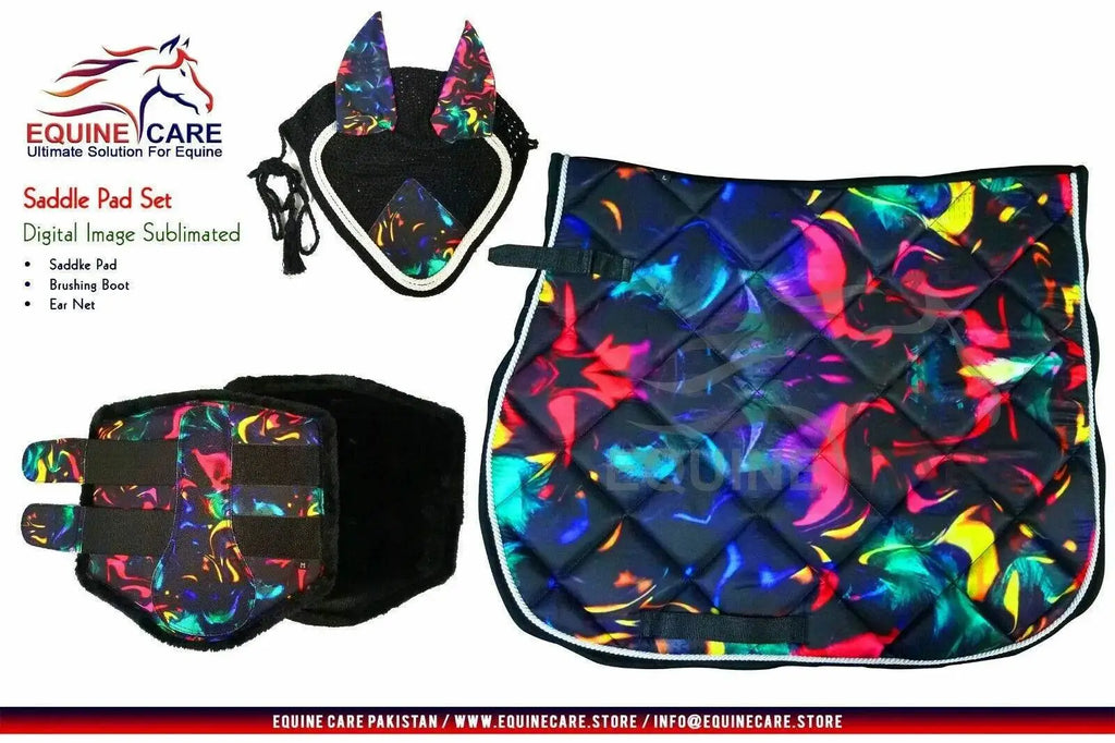 Saddle Pad Ear Bonnet Brushing Boot Set