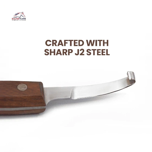 Cuchillo Elite para cascos de caballos (derecho e izquierdo), hoja corta, mango de madera